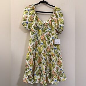 NWT Laundry by Shelli Segal Puffy Sleeve‎ Tiered Floral Dress - 10